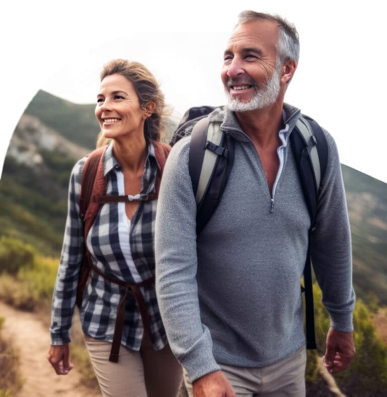 Retired Couple Hiking in Nature.
